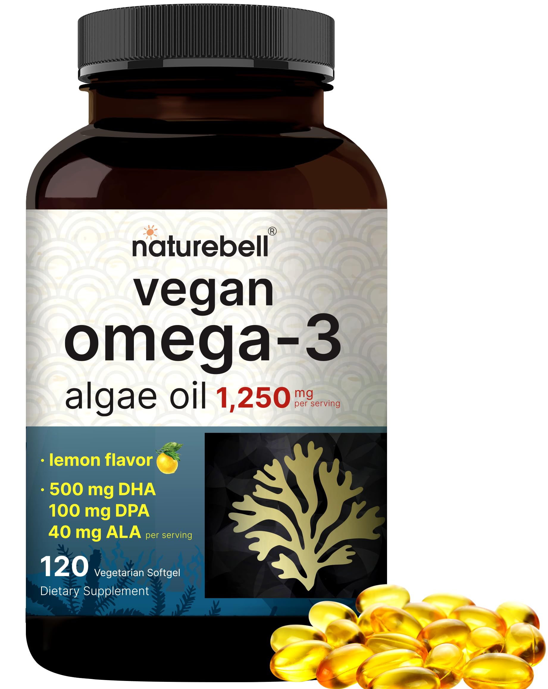 Amazon.com: Vegan Omega 3 Algae Oil Supplement, 120 Veggie